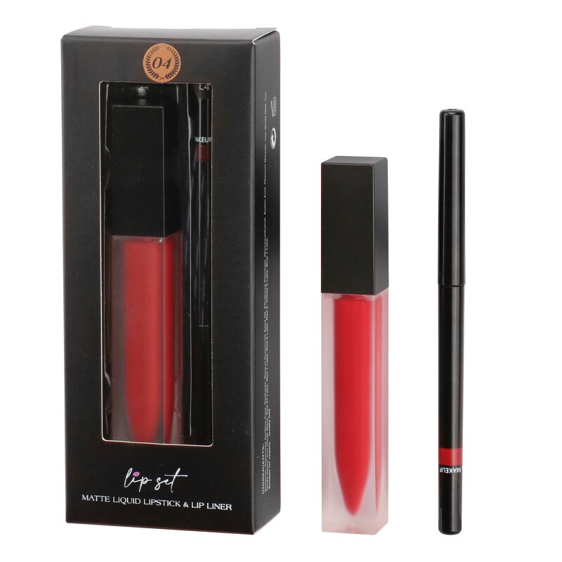 Lip Kit Manufacturer - 2 in 1 Set, Black Pencil & Liquid Lipstick, Long Lasting Vegan Matte, Private Label