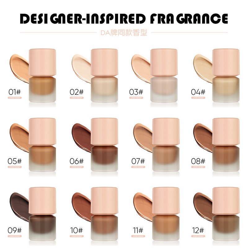 Foundation Manufacturer - Face Liquid, 12 Colors Glass Bottle, Long Lasting Full Coverage Waterproof Natural