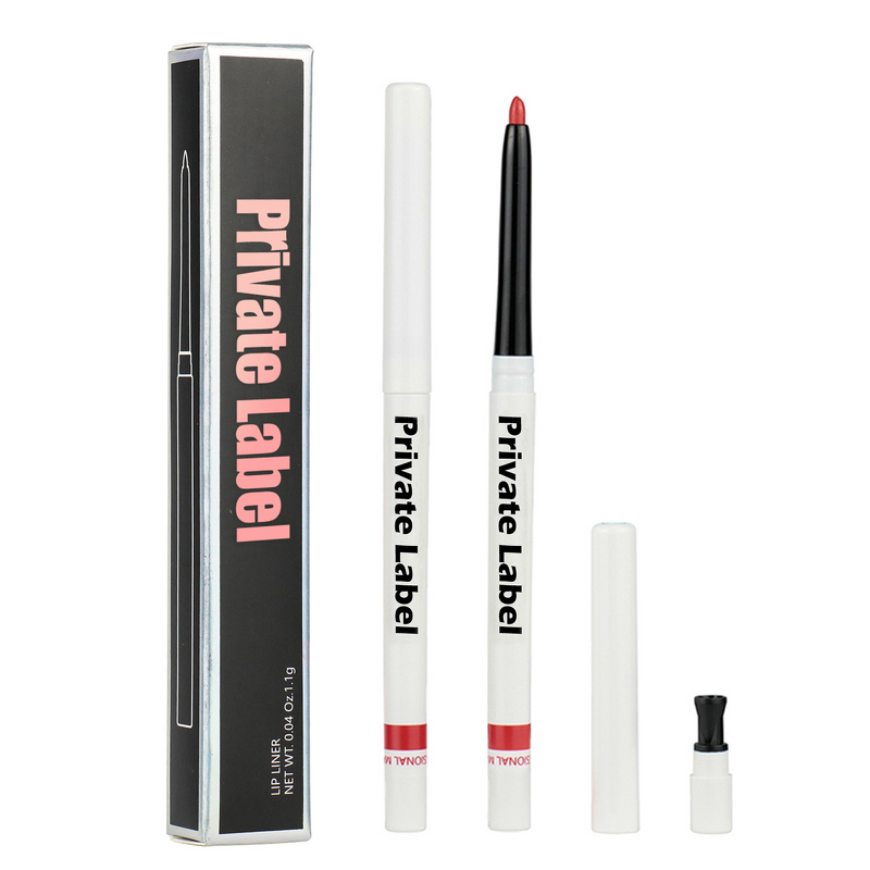 Lip Liner Manufacturer - Private Label, 15 Shades, White Black Packaging, Matte Waterproof Long Lasting Creamy Rotatable