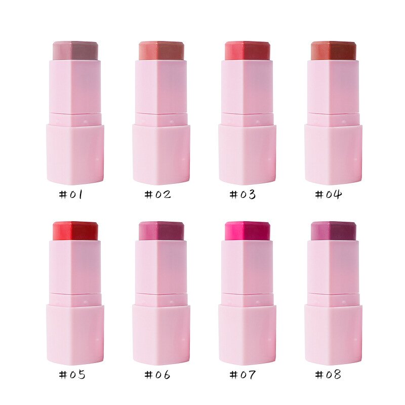 Blush Stick Manufacturer - Private Label Face, 8 Colors Pink Heart Tube, Natural Waterproof Long Lasting Vegan