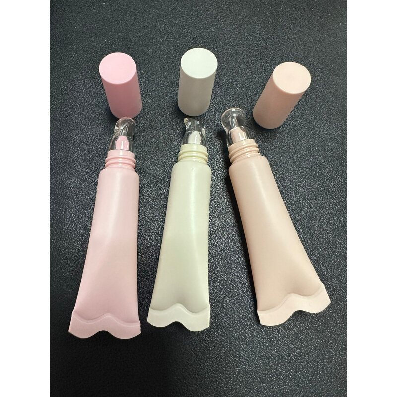 Cosmetic Packaging Manufacturer - Compostable 14ml Pink Empty Squeeze Tube, PCR, Crystal Head Wave Shaped, Custom Label