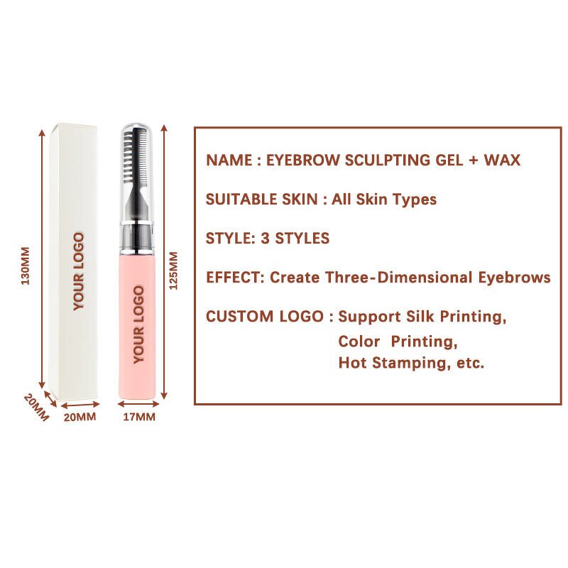 Brow Sculpting Gel Manufacturer - Custom Logo with Brush, Waterproof Clear and White, Eyebrow Styling Gel Wax