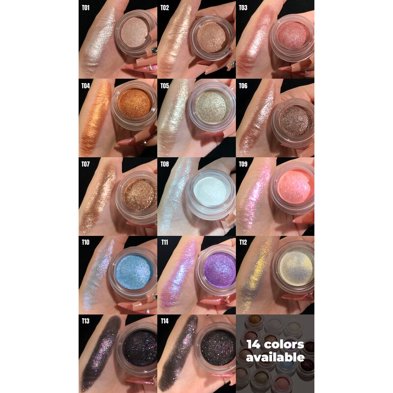 Eyeshadow Manufacturer - Customize logo Private Label, High Pigment 14 Colors Shimmer, Single Color