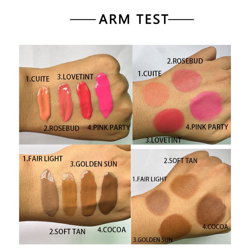 Liquid Blusher Manufacturer - Private Label Squeeze Tube, 4 Colors Blush & 4 Colors Contour, Long Lasting