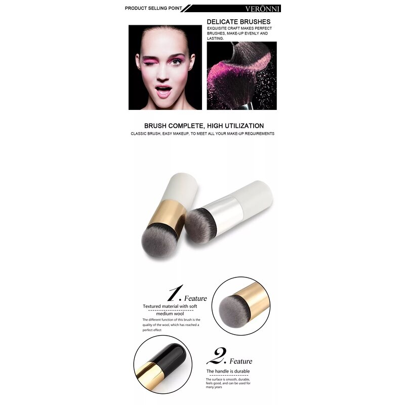 Makeup Brush Manufacturer - Single Professional Multi-function, Synthetic Hair Blush Powder, Round Liquid Foundation Portable