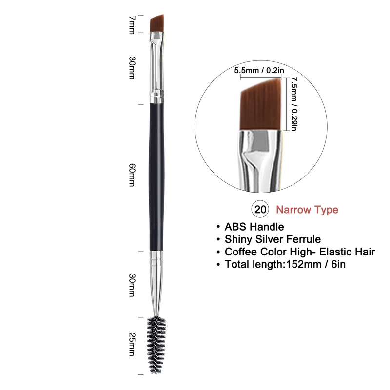 Makeup Brush Manufacturer - Wholesale Single, Wood Double Sided Dual Ended Angled Spoolies Brow Eyebrow Brush