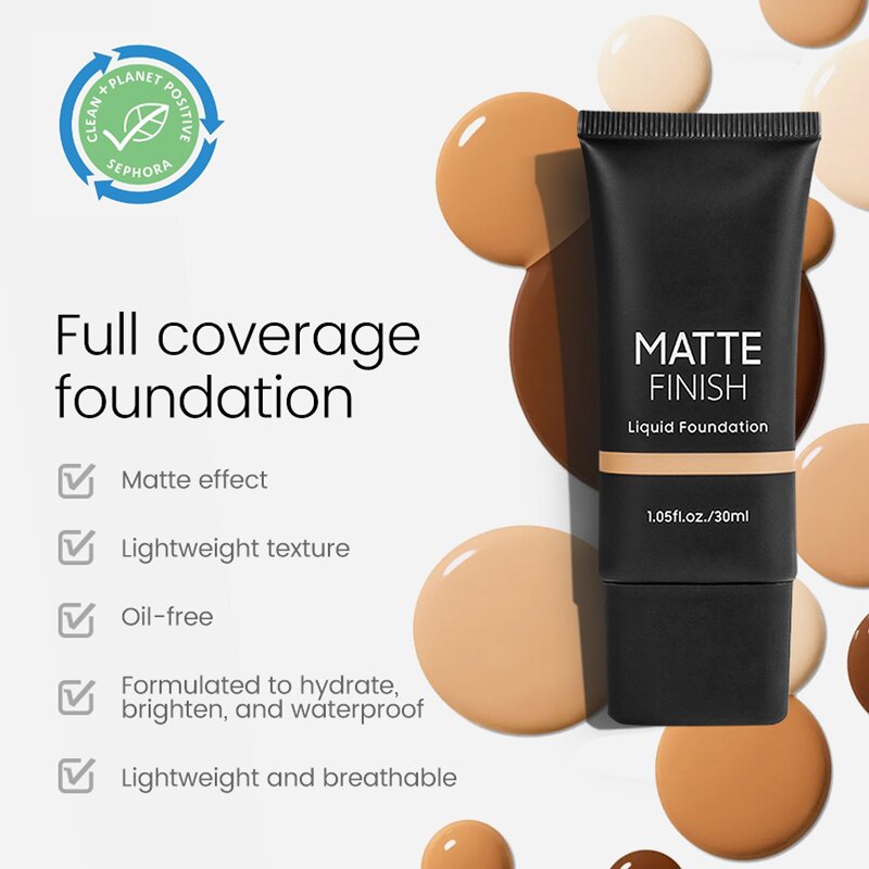 Foundation Manufacturer - New Arrivals Face, 10 Colors Black Tube, Full Coverage Matte Finish, Custom Logo