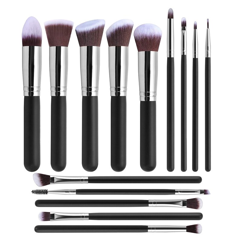 Makeup Brush Set Manufacturer - Make Your Own logo Private Label Customize, Black Set with Bag
