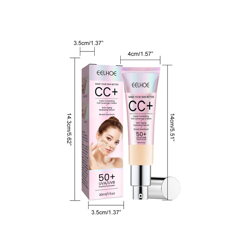 CC Cream Manufacturer - EELHOE Private Label Long-lasting Waterproofing Pro Concealer Whitening Brightening SPF 50+ Sunscreen