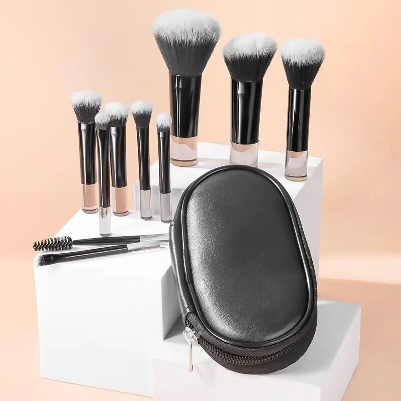 Makeup Brush Set Manufacturer - Hot Sale 10pcs Mini Brushes Travel With Bag Custom Logo