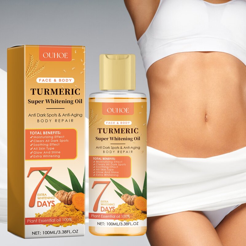 Turmeric Whitening Oil Manufacturer - OUHOE 7 Days Skin Lightening Brightening Dark Spots Removal Reducing Joint Blackness