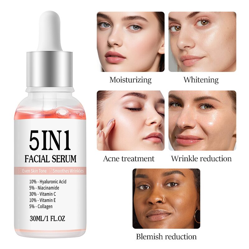 Collagen Serum Manufacturer - 5 in 1 Vitamin C Hyaluronic Acid Niacinamide Anti-aging Whitening Private Label