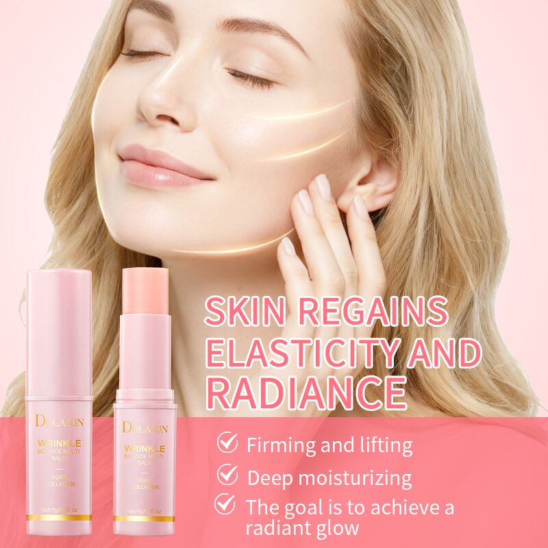 Multi Balm Manufacturer - Custom logo Korean Face Collagen Pink Wrinkle Bounce 3 in 1 Lipstick