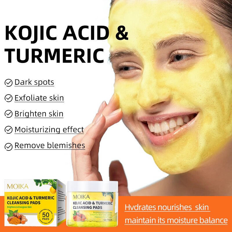 Turmeric Cleansing Pads Manufacturer - Kojic Acid 50 Pads Dark Spots Brightening Exfoliating Private Label