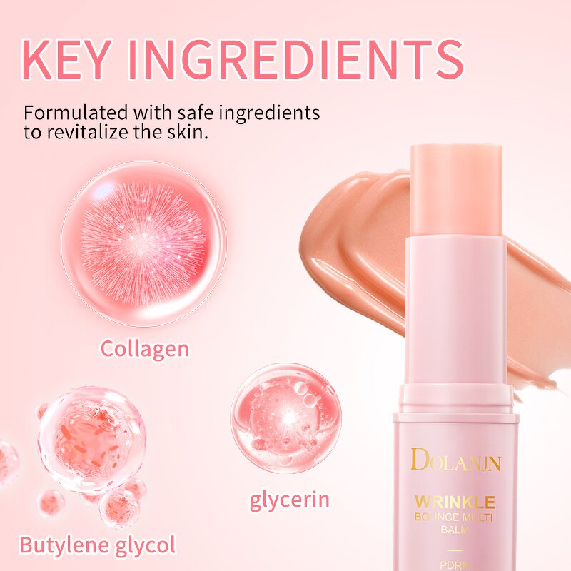 Multi Balm Manufacturer - Custom logo Korean Face Collagen Pink Wrinkle Bounce 3 in 1 Lipstick