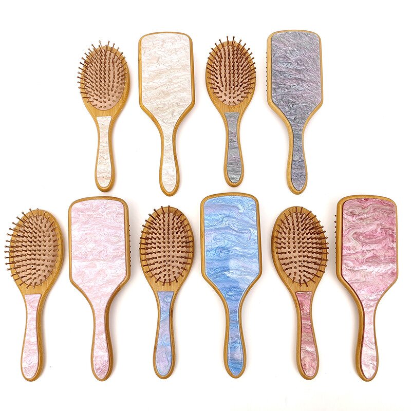 Hair Brush Manufacturer - Factory Custom logo Different Colors Acetate Bamboo Curly Straightening