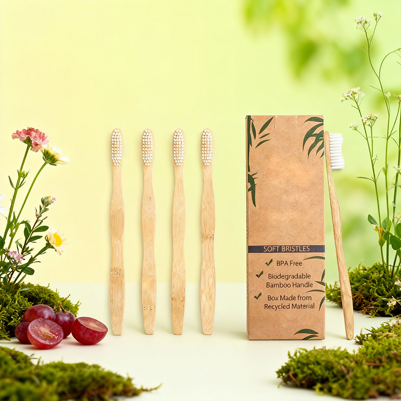 Toothbrush Set Manufacturer - Hot Selling Bamboo 8 Pieces BPA Free Soft Bristles Eco-Friendly Travel Set