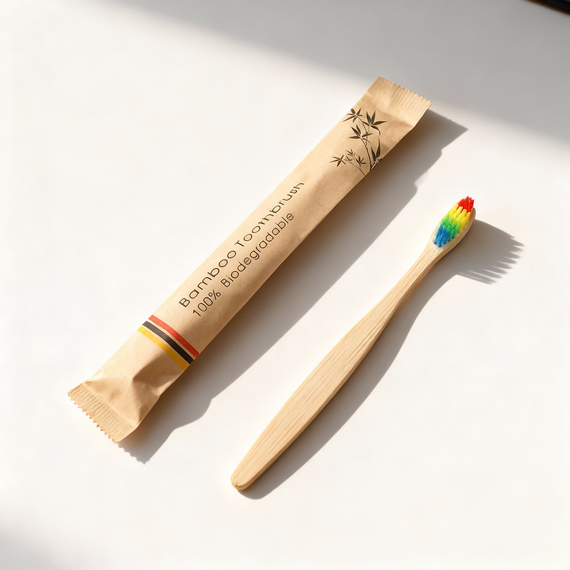 Toothbrush Manufacturer - High Quality Disposable Colorful Bristles Individual Package Wooden Adults