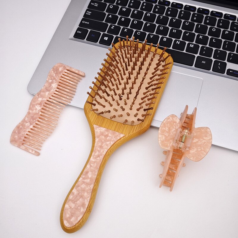 Hair Brush Set Manufacturer - New Design Top Quality Boutique Hair Clip Comb Acetate Bamboo Logo
