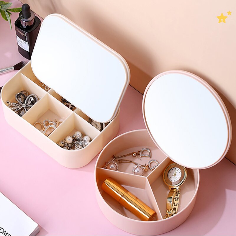 New Arriving Makeup Mirror with Storage Boxes Versatile Portable Hand Mirror Student Table Mirror