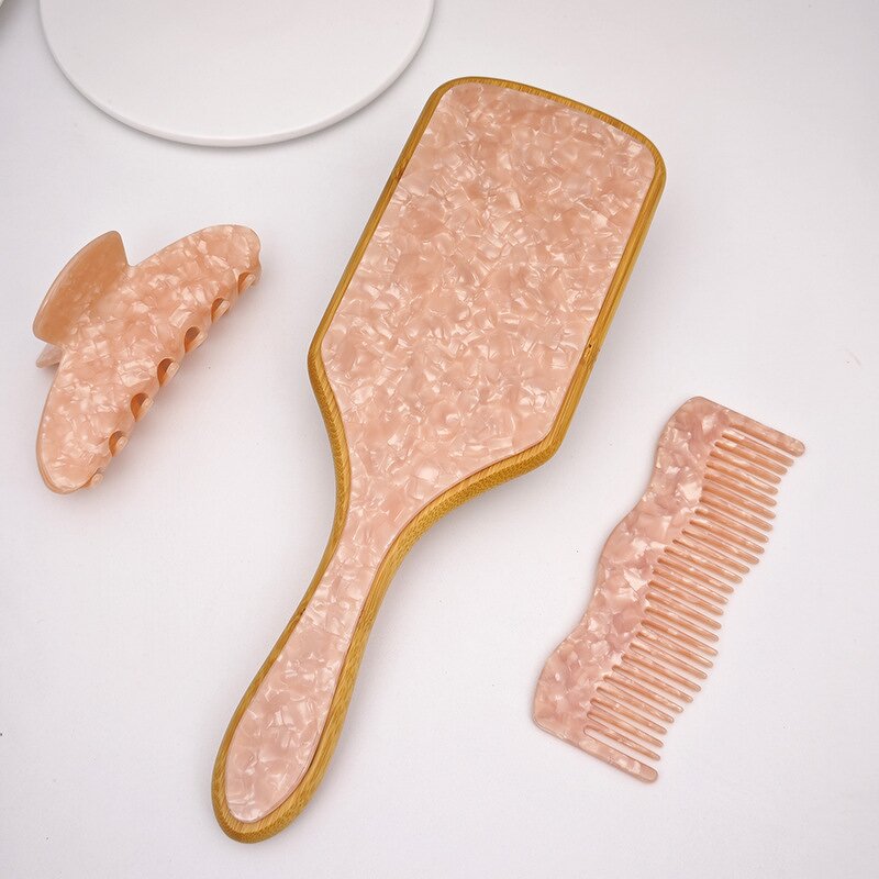 Hair Brush Set Manufacturer - New Design Top Quality Boutique Hair Clip Comb Acetate Bamboo Logo