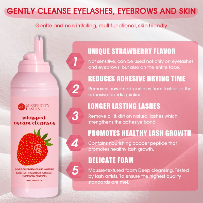 Lash Shampoo Manufacturer - OEM Pink Strawberry Foam Effective Cleaning Remover