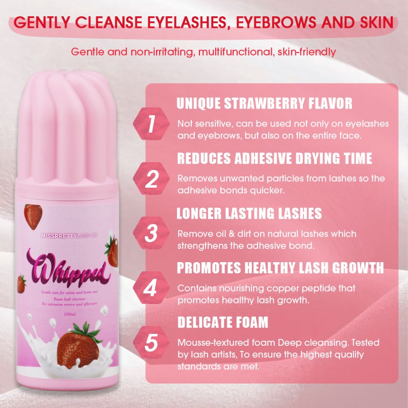 Lash Cleanser Factory - OEM Custom Logo Strawberry Whipped Cream 100ml Cleaner