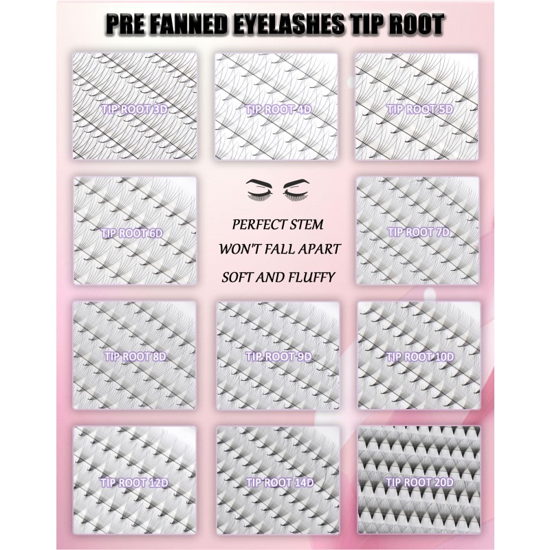 Eyelash Extension Supplier - OEM 0.07mm Premade 7D Apical Root BC Curl Lashes