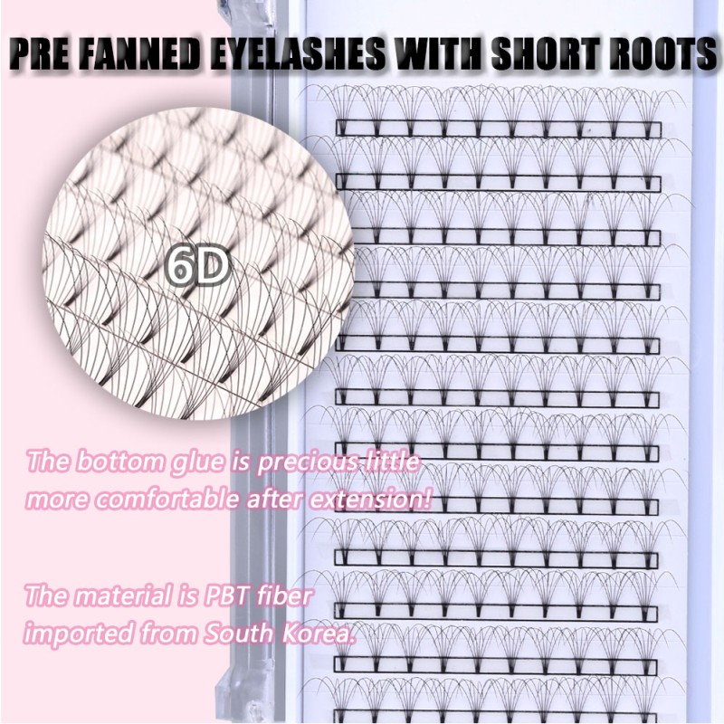 Eyelash Extension Supplier - OEM Short Root 6D Black 0.07mm BC Curl