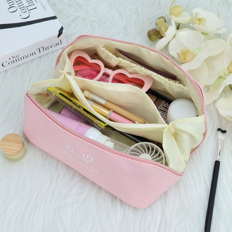 Cosmetic Bag Factory - OEM High Quality PU Zipper Personalized Embroidered