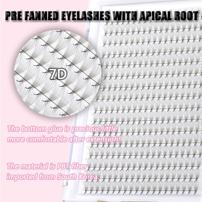 Eyelash Extension Supplier - OEM 0.07mm Premade 7D Apical Root BC Curl Lashes