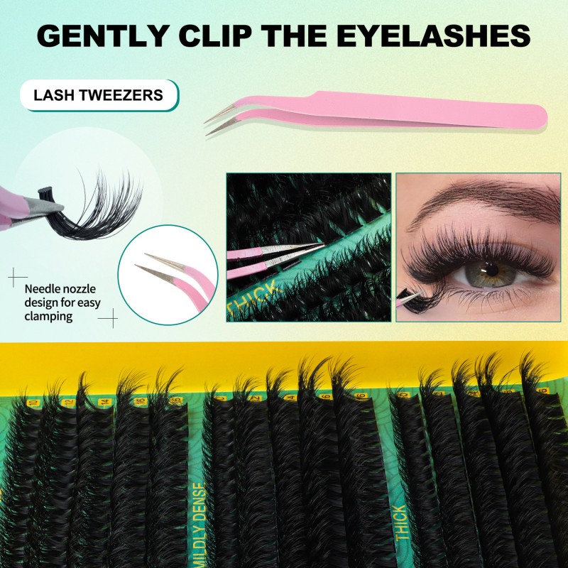 False Eyelashes Factory - OEM Thick DD Curly Mixed 10-16mm Cluster Lashes