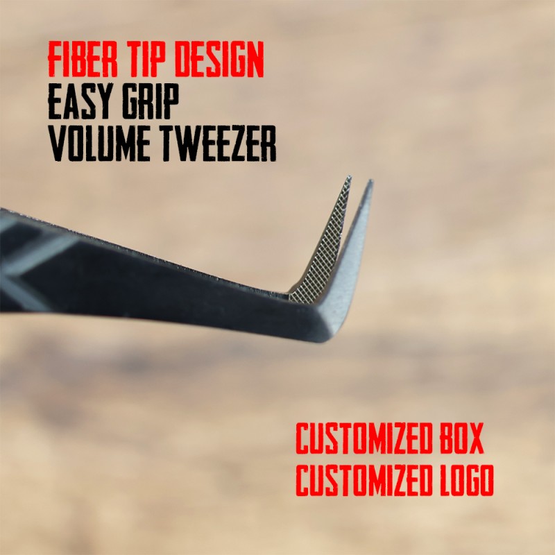 Eyelash Tweezers Factory - OEM 90 Degree Volume Tweezer Set with Storage Box