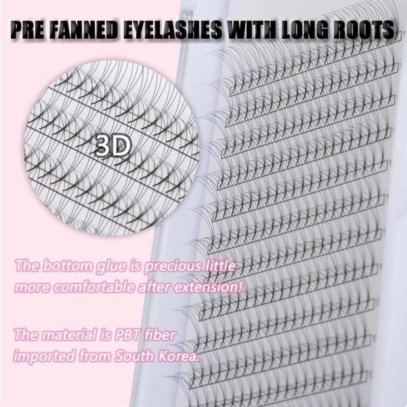 Premade Fans Manufacturer - OEM Luxury 3D-20D Short Stem Pointy Base PBT