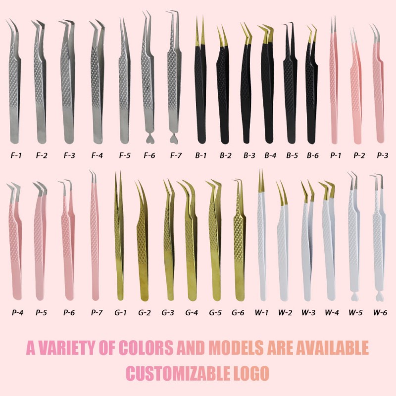 Eyelash Tweezers Factory - OEM 90 Degree Volume Tweezer Set with Storage Box