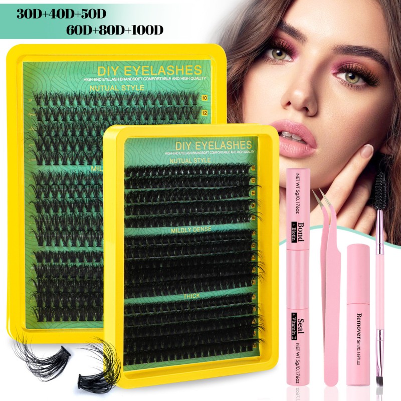 False Eyelashes Factory - OEM Thick DD Curly Mixed 10-16mm Cluster Lashes