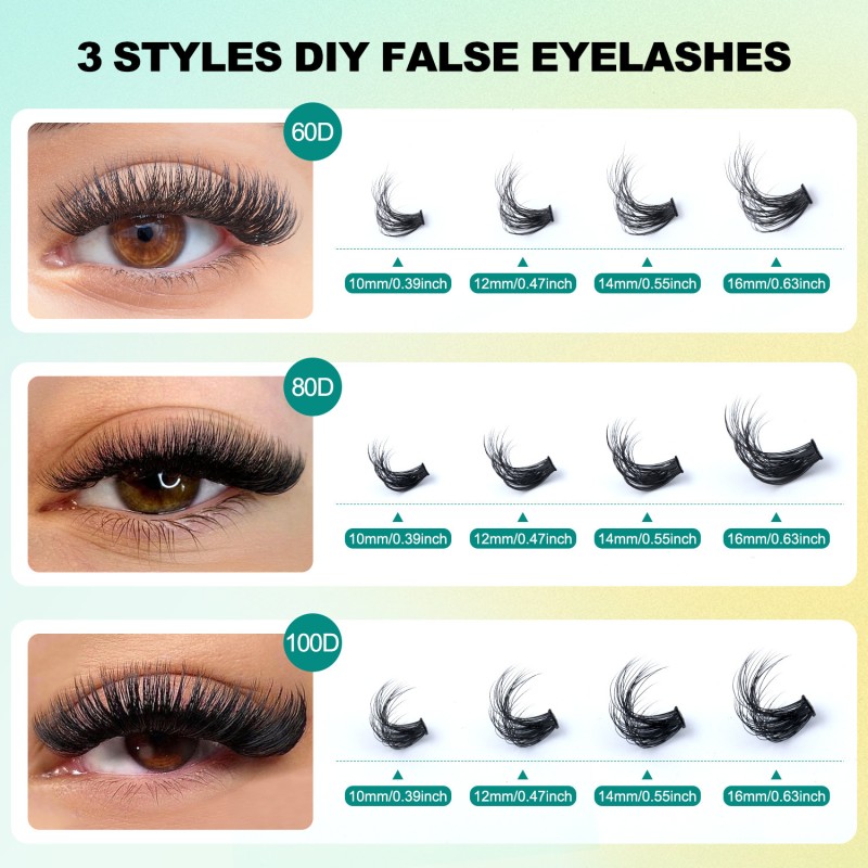 False Eyelashes Factory - OEM Thick DD Curly Mixed 10-16mm Cluster Lashes