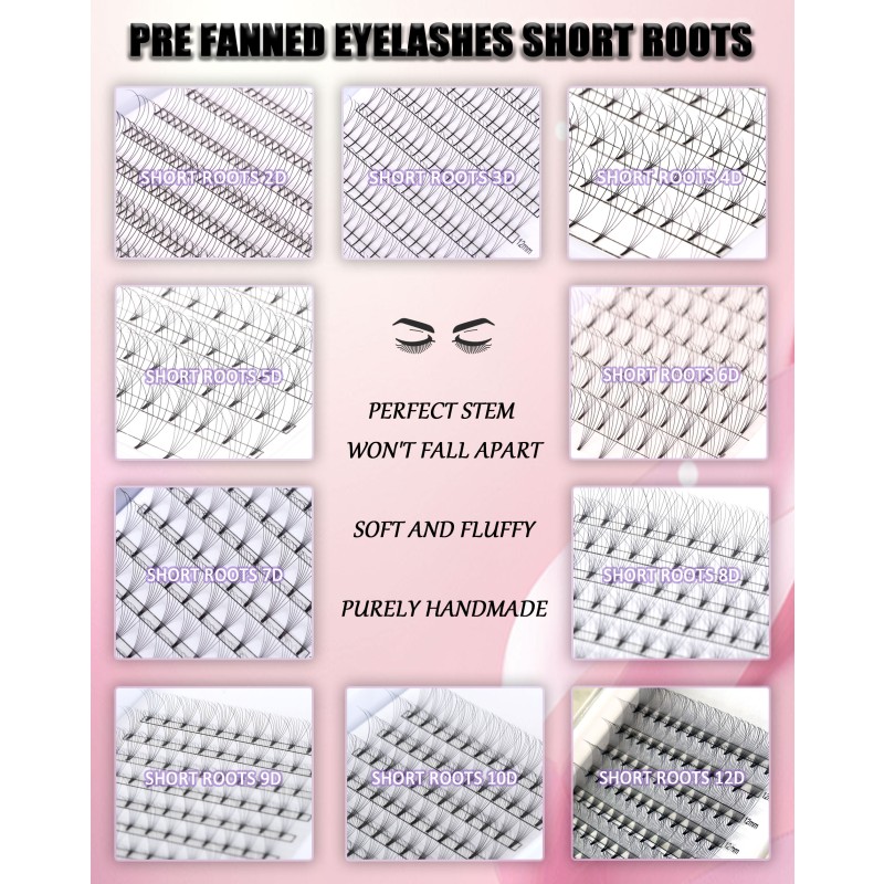 Eyelash Extension Supplier - OEM Short Root 6D Black 0.07mm BC Curl