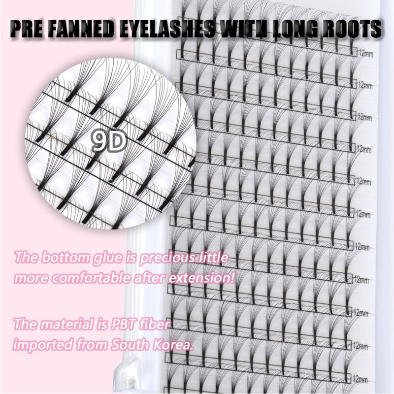 Premade Fans Manufacturer - OEM Luxury 3D-20D Short Stem Pointy Base PBT
