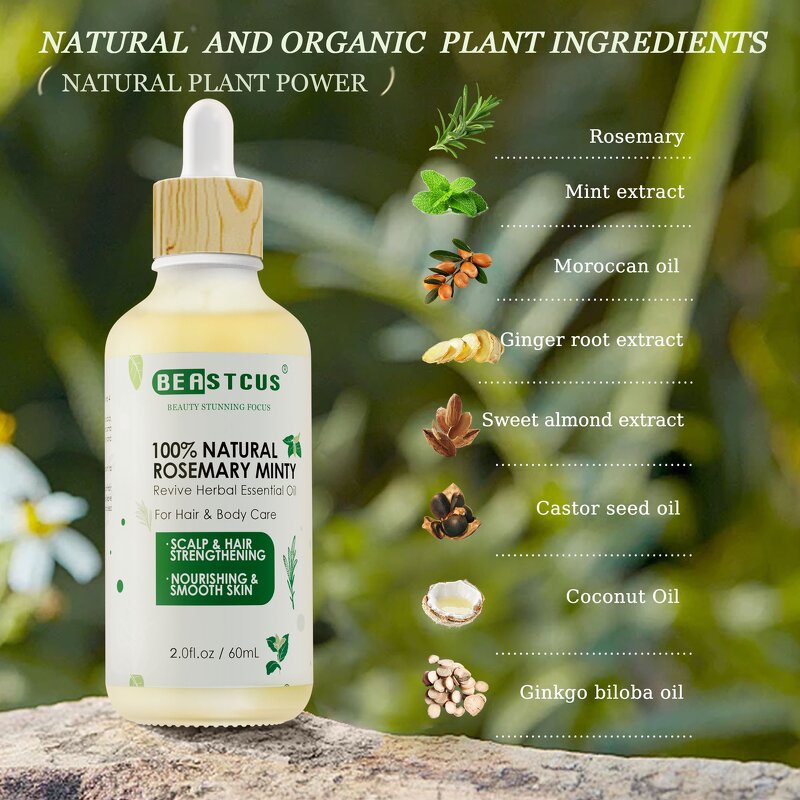 Hair Oil Manufacturer - 14 Herbs Blend Argan Rosemary - Mega Growth Elixir Organic