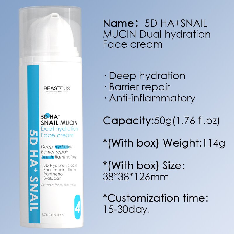 Face Cream Manufacturer - 5D Hyaluronic Acid Snail Panthenol - Anti-Aging Whitening
