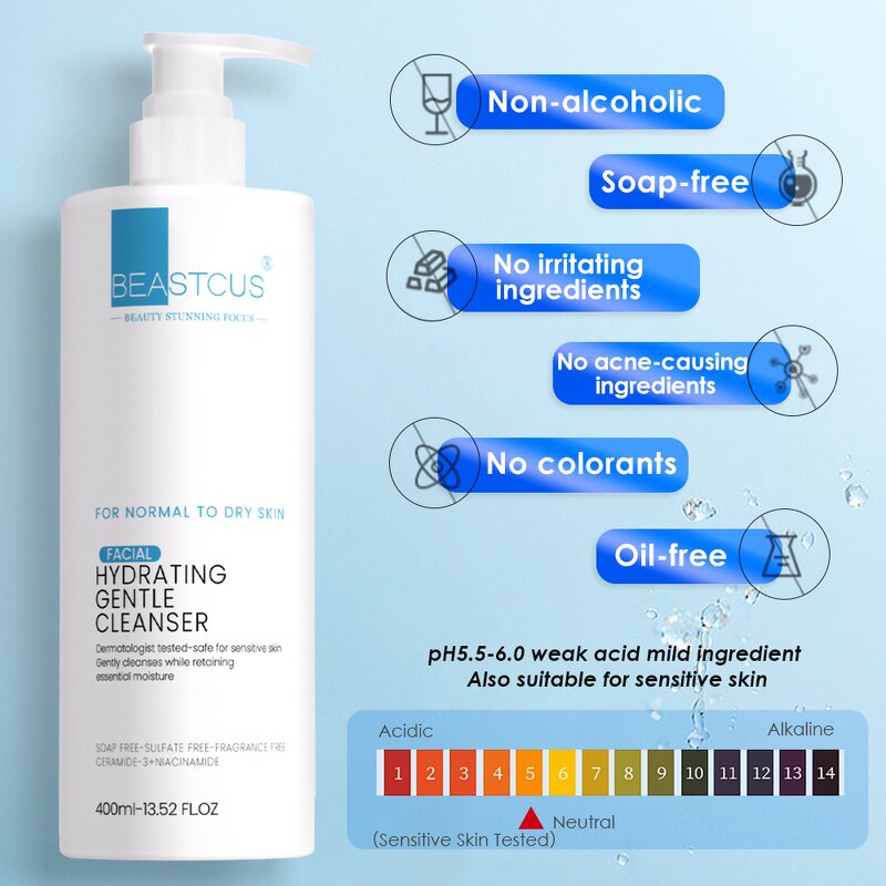 Facial Cleanser Manufacturer - Low pH Hydrating Amino Acid - Private Label Oil Foaming