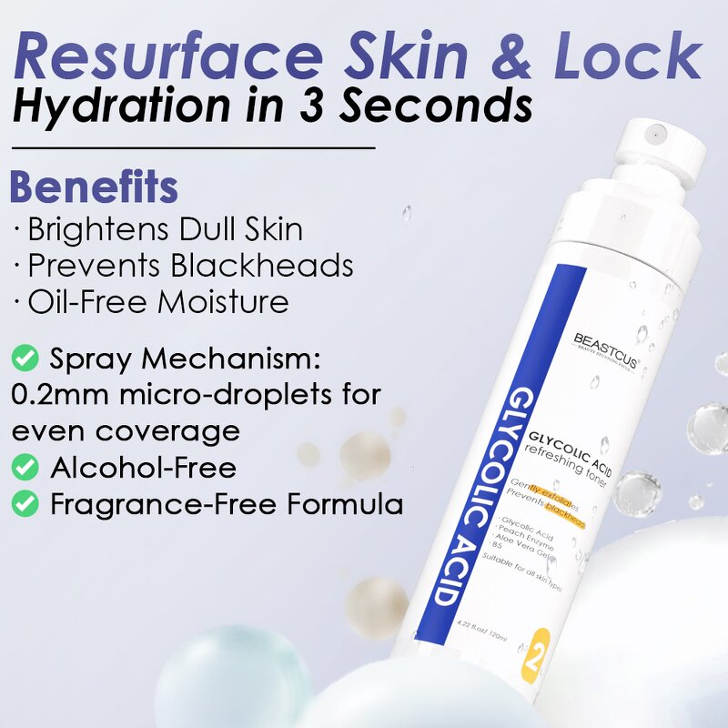 Skin Toner Manufacturer - Custom 7% Glycolic Acid - 120ml/100ml Moisturizing