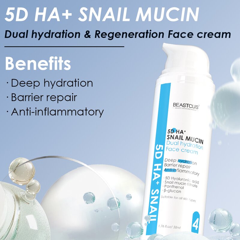 Face Cream Manufacturer - 5D Hyaluronic Acid Snail Panthenol - Anti-Aging Whitening