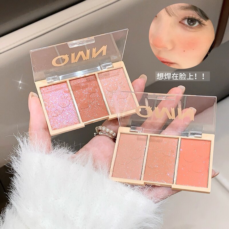 Blush Palette Manufacturer - QMN Private Label - 3 Color Matte Pearl Bronzer Face Powder