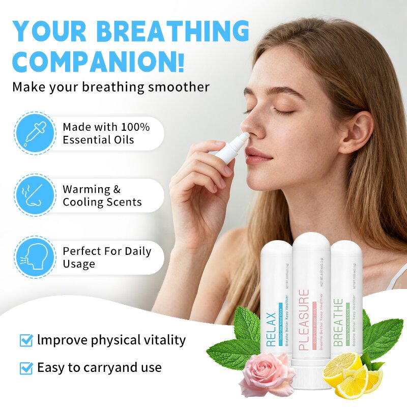 Nasal Inhaler Stick Manufacturer - Organic Essential Oil Aromatherapy Cold Oil Fresh Mint Rosemary