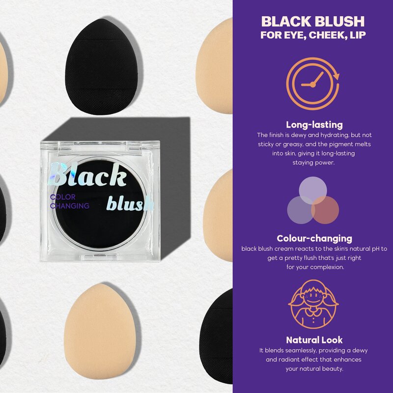 Blusher Manufacturer - Private Label Herbal Cream Temperature Black Color Changing Fair Face