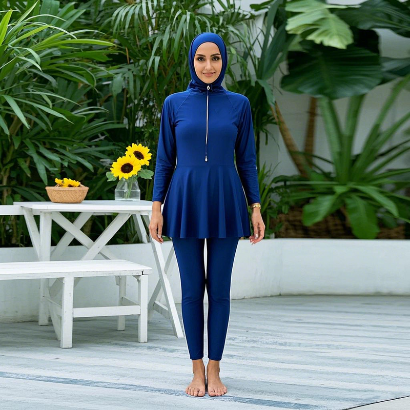 Swimsuit Manufacturer - Full Covered Hijab 3 Pcs Long Sleeve Top Pants for Muslim Women