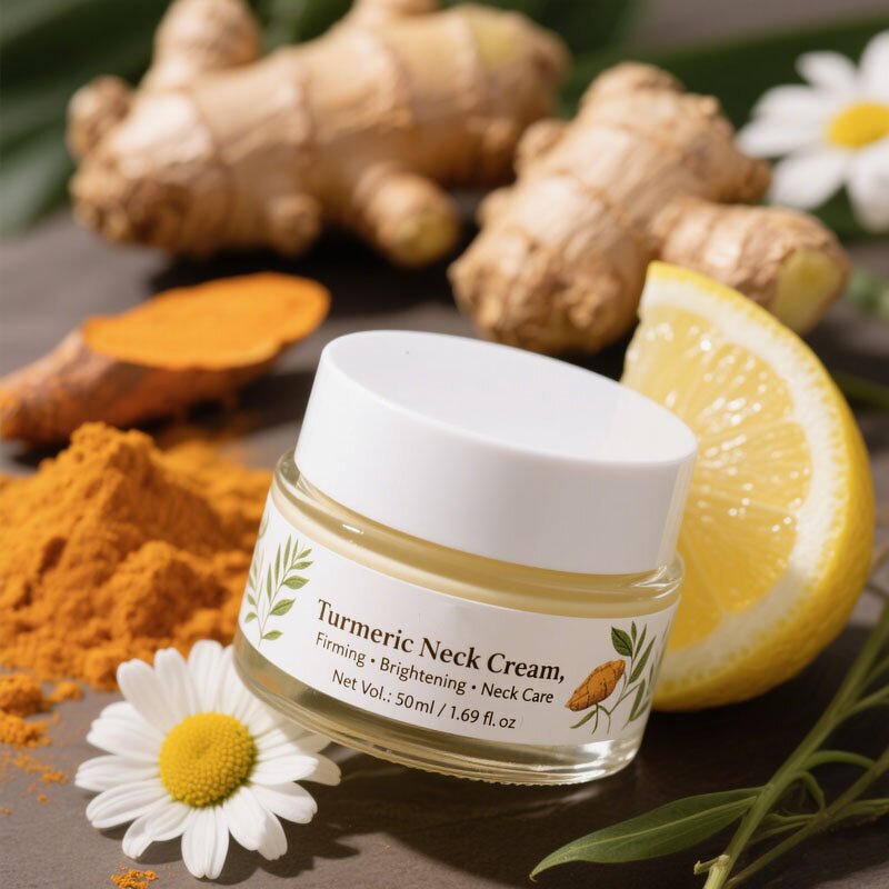 Neck Cream Manufacturer - Private Label Turmeric Neck Firming Natural Skin Tightening Anti-Aging