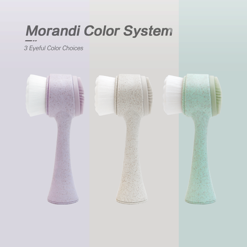 Facial Cleansing Brush Manufacturer - Biodegradable Wheat Straw Handle Manual 2 in 1